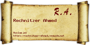 Rechnitzer Ahmed névjegykártya